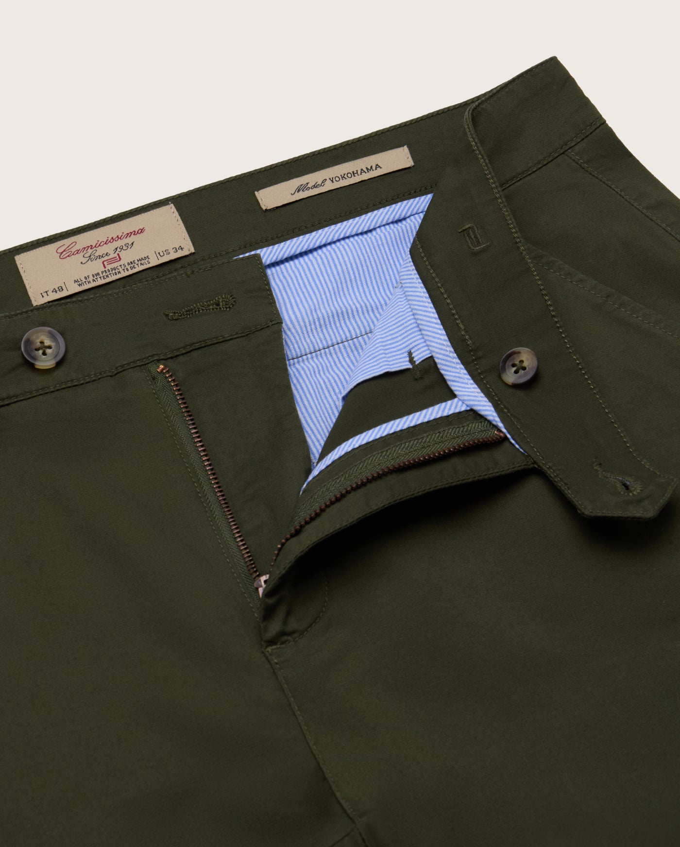Camicissima Men's Twill Chino Pants - MILITARY | PLAIN