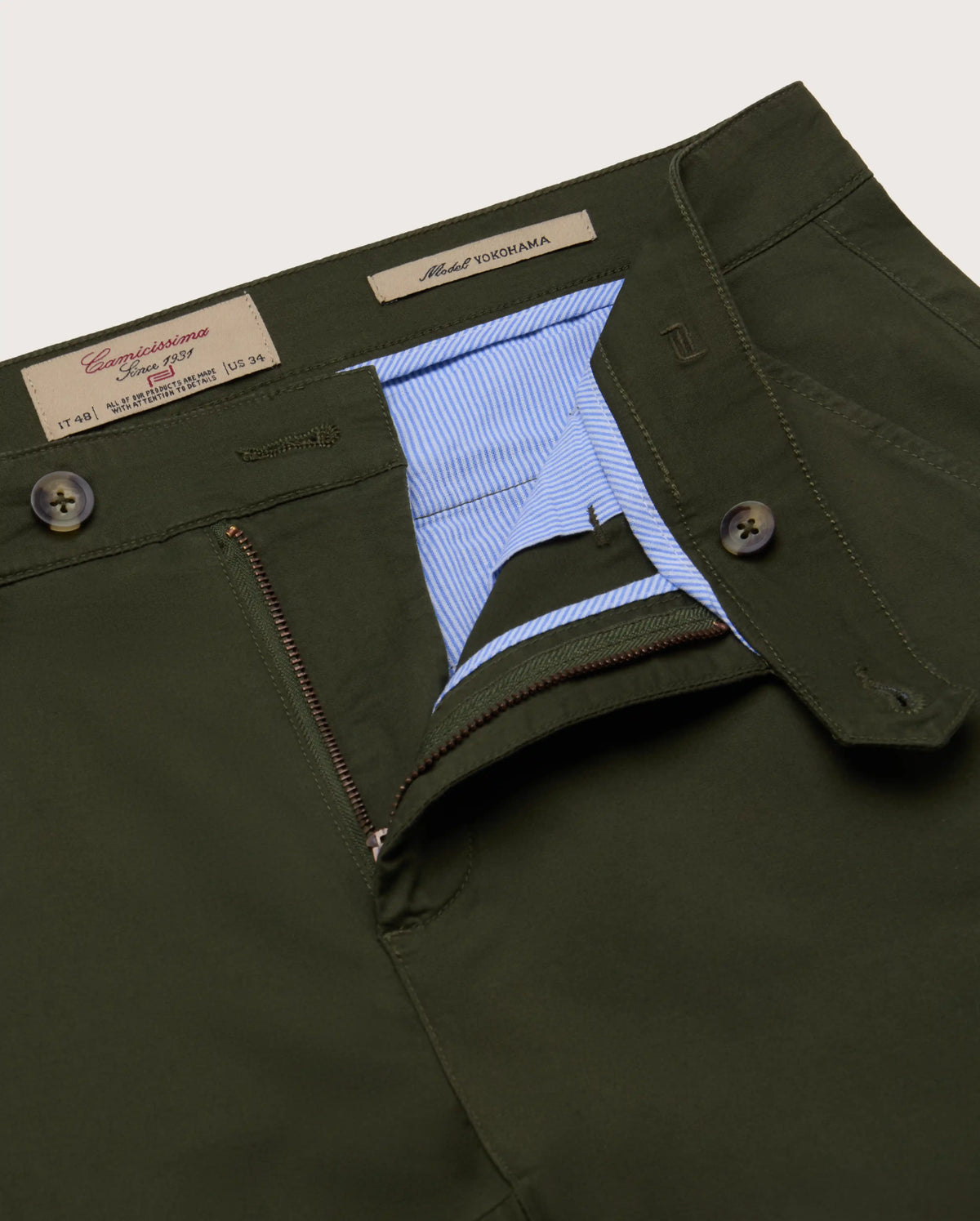 Camicissima Men's Twill Chino Pants - MILITARY | PLAIN