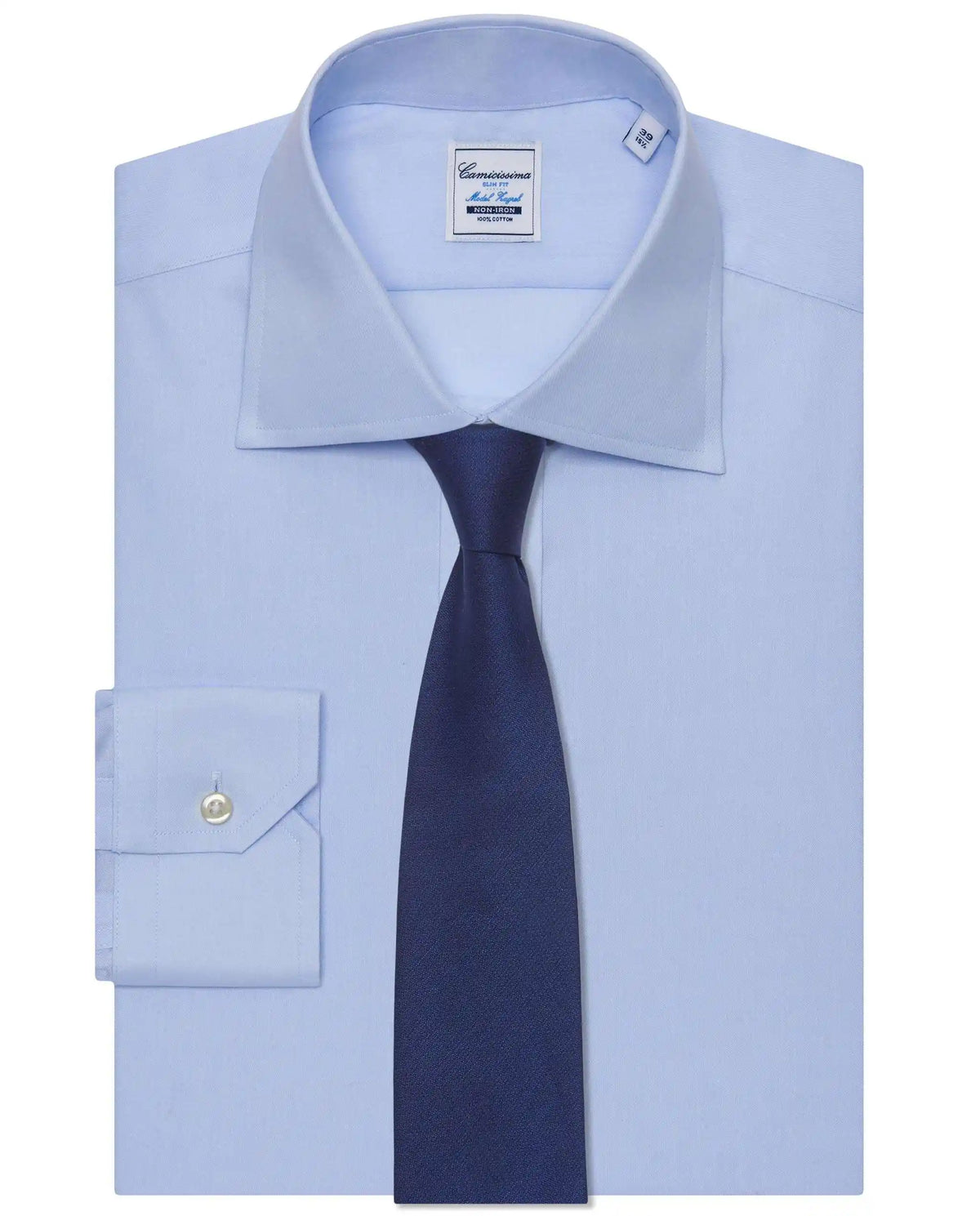 Men’s Slim Fit Plain Shirt – Light Blue | Non-Iron Permanent | Full Sleeves
