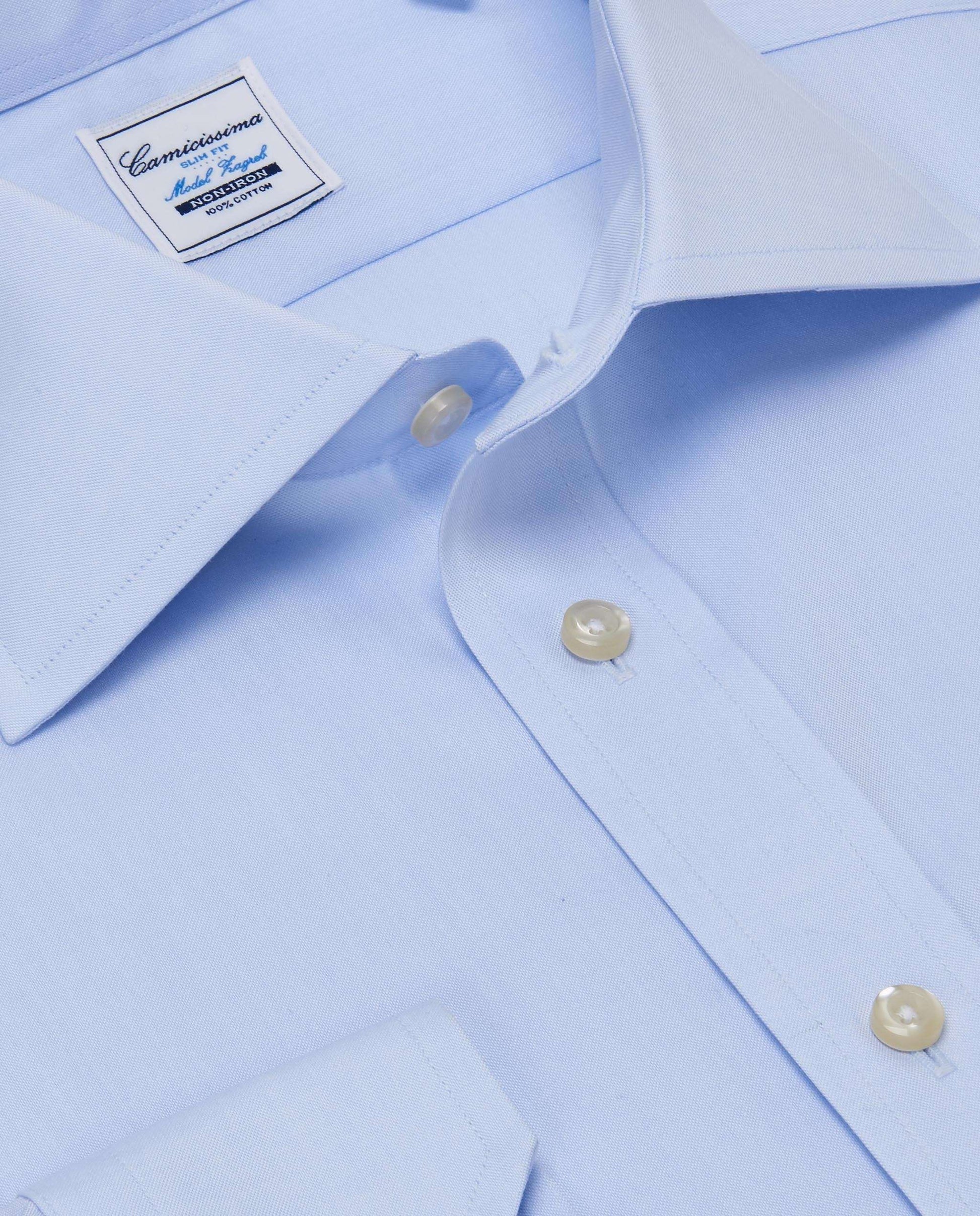 Men’s Slim Fit Plain Shirt – Light Blue | Non-Iron Permanent | Full Sleeves