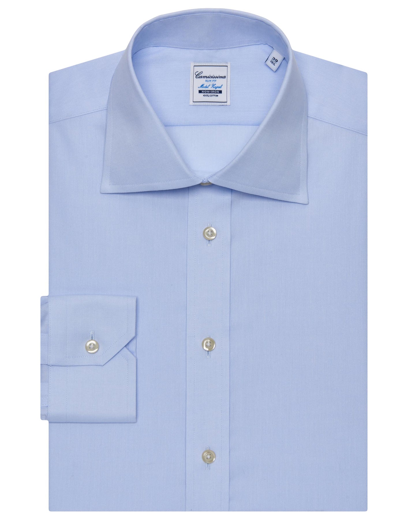 Camicissima Men’s Slim Fit Plain Shirt – Light Blue | Non-Iron Permanent | Full Sleeves