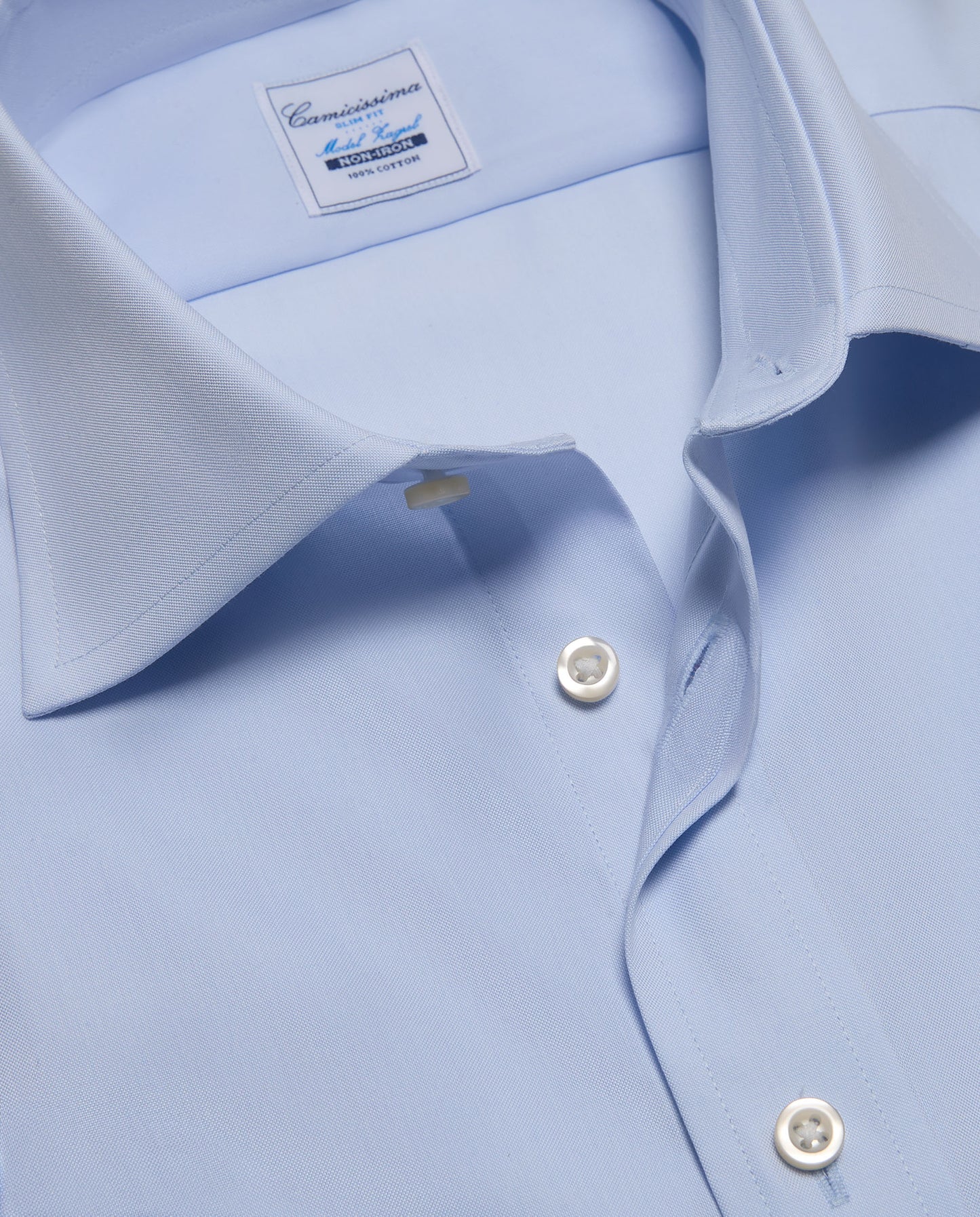 Camicissima Men’s Slim Fit Light Blue Non-Iron Permanent Cotton Shirt