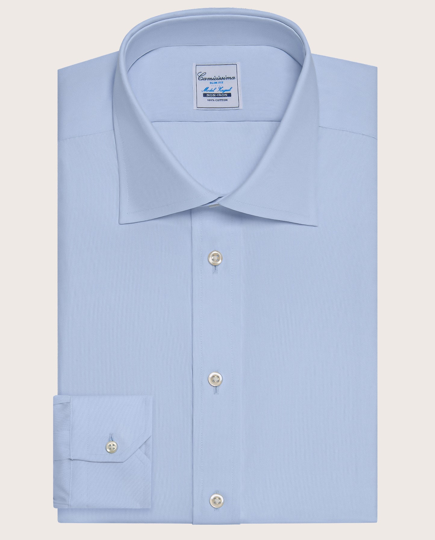 Camicissima Men’s Slim Fit Light Blue Non-Iron Permanent Cotton Shirt