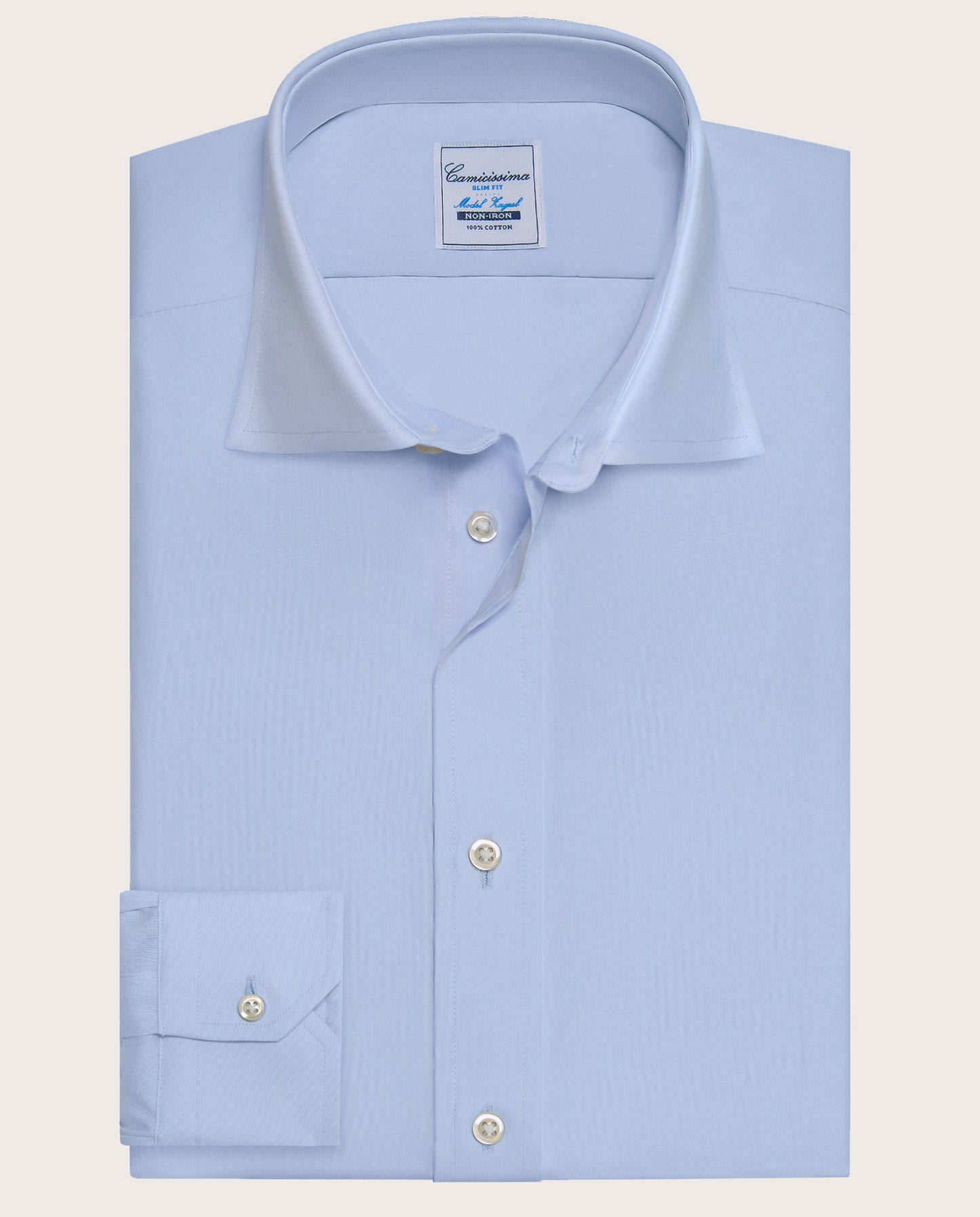 Camicissima Men’s Slim Fit Light Blue Non-Iron Permanent Cotton Shirt