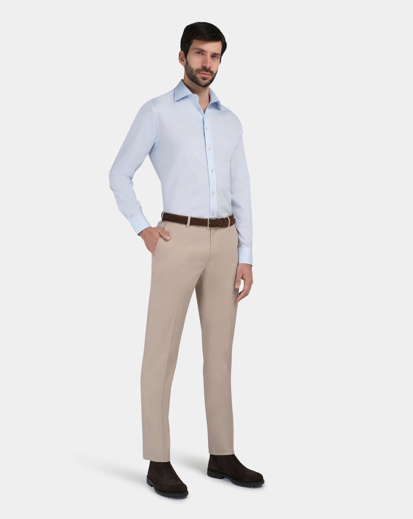 Camicissima Men’s Slim Fit Plain Shirt – Light Blue | Non-Iron Permanent | Full Sleeves