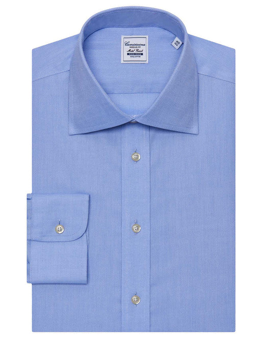 Camicissima Men’s Regular Fit Self-Textured Shirt – Light Blue | Non-Iron Permanent | Full Sleeves