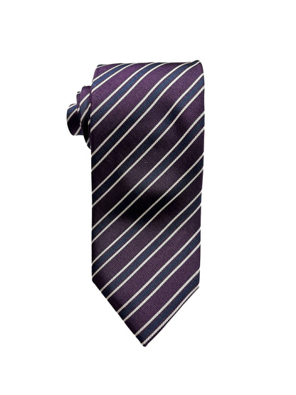 Camicissima Purple Regimental  100% Silk Tie – Elegant Party & Office Look