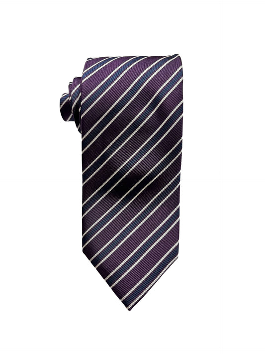Camicissima Purple Regimental  100% Silk Tie – Elegant Party & Office Look