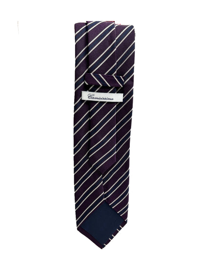 Camicissima Purple Regimental  100% Silk Tie – Elegant Party & Office Look