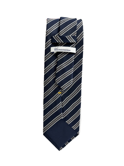 Camicissima Blue Navy Regimental100% Silk Tie – Elegant Party & Office Look